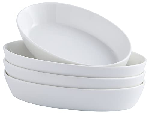 Platos de Horno de Cerámica - Juego de 4 Horno a La Mesa Platos para Hornear,Ideal para Lasañas, Tartas, Cacerolas,Tapas - 19.2x11.5x3.5cm, 340ml