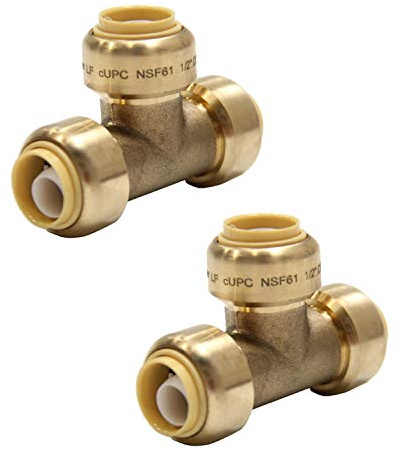 (2 Stück) EFIELD Höger 1/2 Zoll T-Steckfitting zum Verbinden von Pex, Kupfer, CPVC, bleifreies Messing (2)
