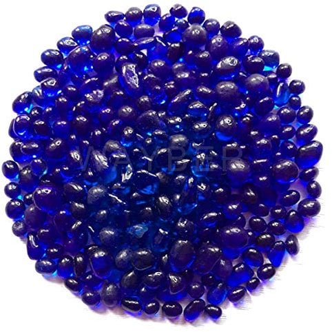 WAYBER Glassteine, 0.5 kg/460 g, unregelmäßige Meeresglas-Kiesel, künstliche Edelsteine für Edelstein-Display/Vasenfüller/Terrarium-Blumentopf-Aquarium-Schildkröten-Aquarium-Dekoration, dunkelblau