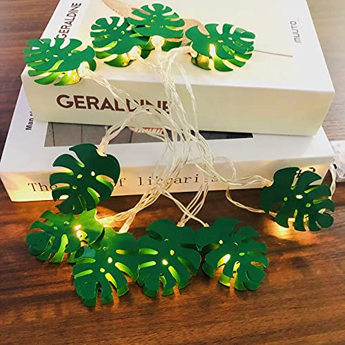 Monstera Leaf String Lights Green Palm Leaves Flamingo 1,65 m10 LED USB/Batteriebetriebene Lichterkette für St. Patrick's Party Outdoor Indoor Dekorationen (Blätter, batteriebetrieben)