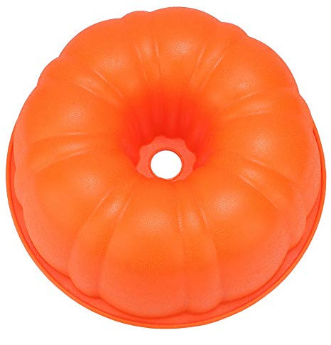 MOUMOUTEN Classic Pumpkin Ring Cake Mold, Silicone Cake Baking Tray, Non-Stick, Orange, 25cm Diameter x 9cm Depth