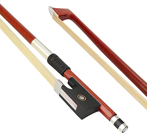 LMS Violin Bow Full Size 3/4 Brazilwood Violin Bows Lightweight Bow Well Balance Fiddle Bow Made with Ebony Frog Mongolian White Horse Hair for Violin Student Professional (3/4)