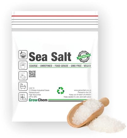 Natural Sea Salt, 1.9Kg Bag, Pure Coarse Sea Salt Crystals, 100% Natural Salt, Gluten Free, Vegan and Kosher Certified for Cooking, Seasoning, Bath, Beauty and Salt Grinders
