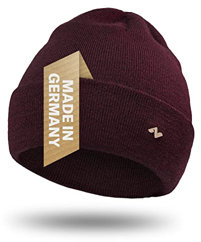 NYTTED® Merino Mütze Herren & Damen | 100% feinste Merinowolle | warm, weich & Strechy | Wollmütze Herren & Damen, Wintermütze Herren & Damen, Strickmütze für Herren & Damen, Merino Herren | Bordeaux