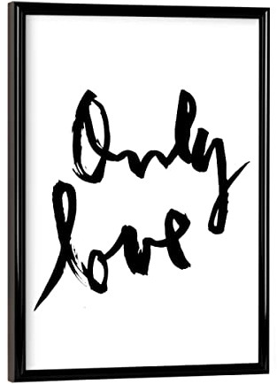 artboxONE Poster mit schwarzem Rahmen 18x13 cm Typografie Only Love - Bild Liebe Freundschaft handlettering