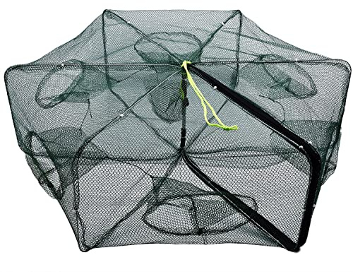 Filet de pêche pliable portable, facile à utiliser, pièges à appâts en maille moulée pour méné / écrevisses / crabes / homards / poissons