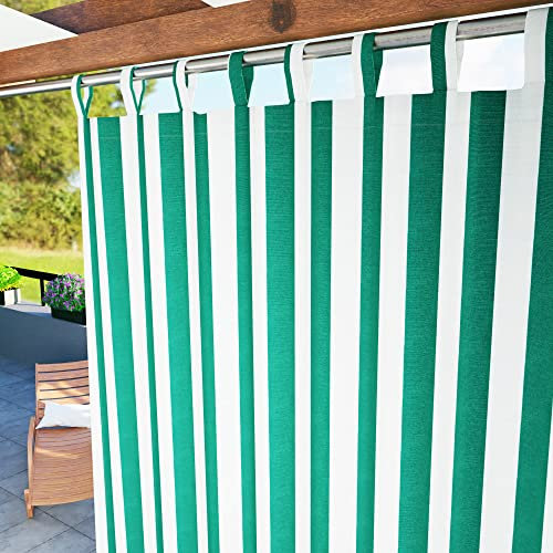 Byour3 - Tende Impermeabili Da Sole Per Esterno Con Passanti In Stoffa A Caduta Antimuffa - Tenda Laterale Gazebo Con Anelli In Tessuto X Terrazzo Balcone Pergola Patio (Rigato Verde, L.155 x 285H)