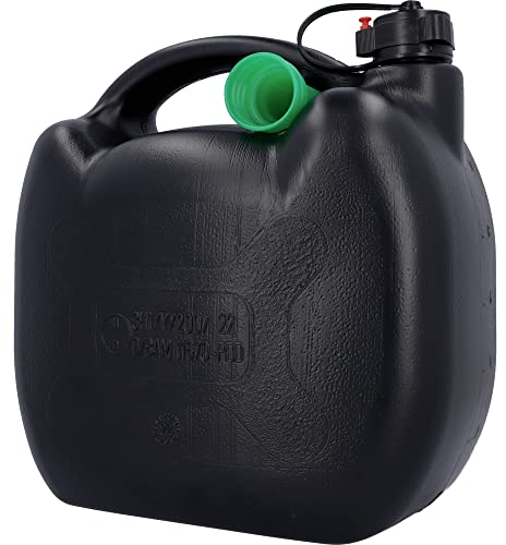 Benzinkanister, Kraftstoffkanister für Treibstoff aller Art, mit UN Zulassung, inklusive Ausgießer, Kunststoff, schwarz, 5L