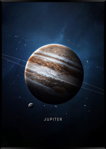 STYLER Gerahmtes Bild Jupiter 50 x 70 cm I Artbox I Der Jupiter ist der größte und schwerste Planet in unserem Sonnensystem I Wandbild Wohnzimmer Schlafzimmer I Weltall Weltraum I Bild mit Rahmen