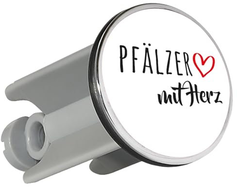 Huuraa Waschbeckenstöpsel Pfälzer mit Herz Geschenk 4cm für Waschbecken Abflussstopfen Pfälzer Geschenkidee