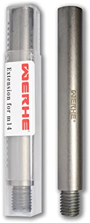 WERHE M14 Extension 120 mm for Angle Grinder and Polishers, Hard Steel | internal and external thread, width 18 mm, for mixer up to 125 mm, ergonomic handling, grooves for spanner mounting