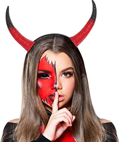 Qchomee Ox Horn Headband Halloween Devil Horn Headband Animal Headdress Fancy Dress Party Favour Props Cosplay Costume Hair Accessories Headwear Dress Up Favors Accessories Headpiece for Carnival