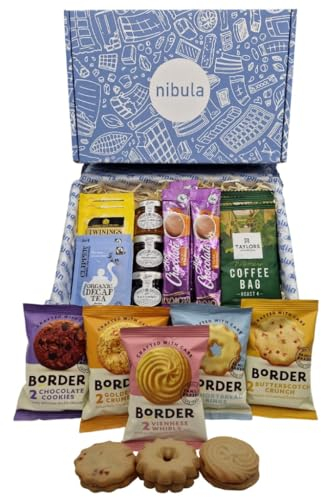 Luxury Afternoon Tea and Biscuits Selection Hamper | Nibula Treats | Includes Borders Biscuits, Twinings Tea, Jams and Marmalade, Hot Chocolate and Coffee Bags | Ideal for Women and Men!
