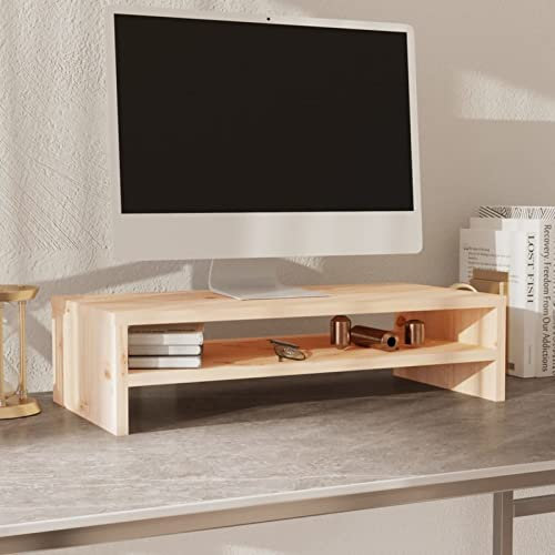 Tidyard Supporto per Monitor in Legno Massello di Pino, Supporto per Monitor da Scrivania, Supporto per Laptop per Ufficio e Casa, Supporto Ergonomico per Laptop, PC, Computer 50x24x13 cm