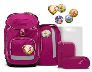 ergobag Unisex Kinder Kinderrucksack, WaldzauBär-Beere, Einheitsgröße