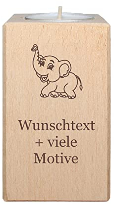 Kerzenhalter Tiere - Teelichthalter aus Holz mit Motiv und Gravur – tierische Kerzenständer, Tiergeschenk, Tier Kerzenleuchter, Hund, Katze, Pferd, inklusive Teelicht – Kerzen