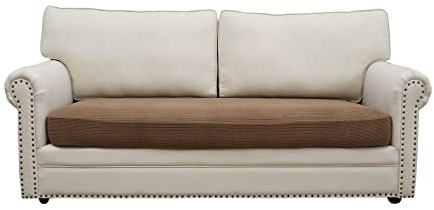 Eismodra Sofabezug,Sofa Überzug 2 Sitzer,Stretch Sitzkissenbezug,Couch Überwurfdecke Sofaschoner Sofaüberwurf,Elastischer Bezug Cover für L Form,Hellbraun,Länge 95-135cm(1 Stück)