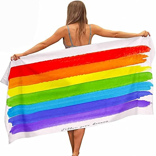 KATATI Regenbogen Strandtuch Groß 200x200 cm, Weich Schnell Trocknen Microfaser Handtücher, 3D Strandhandtuch Regenbogen Badetuch Strandlaken Handtuch, Herren Frauen Badetücher