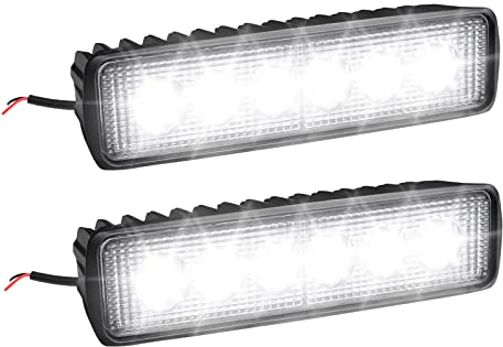 YRHome 18W LED Arbeitsscheinwerfer 12V-24V - Offroad Zusatzscheinwerfer Auto 6000K Strahler IP67 Wasserdicht Rückfahrscheinwerfer 1600LM für Truck Traktor SUV ATV - 2 Stück