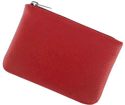 simarro Coin Purse, Vegan Leather Lychee Pattern Zipper Change Purse Portable Coin Wallet Mini Change Holder for Women Coin Pocket for Women Credit Card Folded Bills ID Key Headset Lipstick(Red)