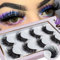 5D Faux Mink Lashes Fluffy - 5 Pairs False Lashes 8-15mm Long Fake Eyelashes Mink Natural Look, D Curly Cat-Eye Lashes Dramatic Lashes Mink that Look Like Extensions Strip Lashes