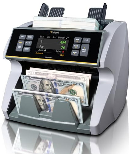 KOLIBRI Money Counter Machine I LCD Display I Business Grade I Advanced IR/UV/MG/MT/DD/HLF Detection I Mixed Denomination (USD) I 1,200 Notes/Min I 3-Year Warranty I KBR-1500 V2