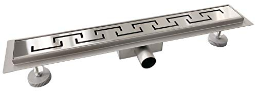 AICA ITALY Canaletta per Doccia in Acciaio Inox, Canale di Scarico a Pavimento 80cm, Canale di Scolo con Sifone e Filtro, Griglia con Disegno di Cavi Ponti, Rettangolo