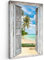 MuchoWow© Wandbilder Groß 80x120 cm XXL Wohnzimmer Wanddeko Schlafzimmer Zimmerdeko Fotowand Zimmer Deko Wand Dekoration Wall Art Kanu - Strand - Palme - Fensterblick