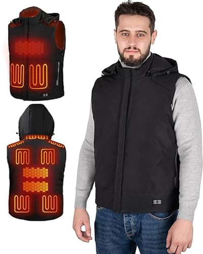 ZEUSFIRE Beheizte Weste für Damen und Herren, 17 Heizzonen 3 Temperaturregler Beheizte Weste, USB Eletriksche Heizweste für Skifahren, Angeln,Outdoor Ativitäte(Ohne Powerbank)