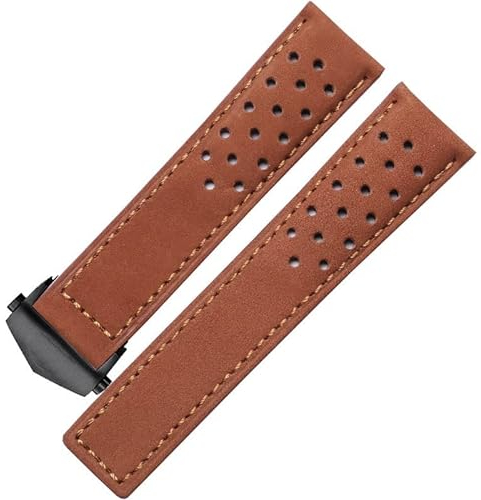 AVIMYA Echtes Lederarmband für Tag Heuer Uhrenarmband mit Faltschließe 20mm 22mm Grau Schwarz Braunes Rindslederband ShaoSu