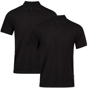 DANISH ENDURANCE Polo Uomo Manica Corta in Cotone Biologico Premium, Maglietta Polo Sportiva, Casual Nero 2-Pack XL