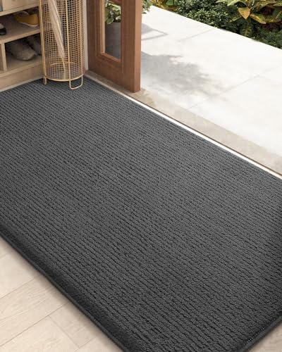 COLOR&GEOMETRY Door Matts Indoor 90 x 150 cm, Large Indoor Door Mat Washable, Dirt Trapper Doormats Inside Non Slip, Absorbent Indoor Mats for Front Door/Back Door/Muddy Paws, Barrier Mat (Dark Grey)