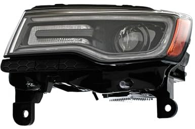 EDA PREMIUM auto Scheinwerfer Links 68144709AE passend für JEEP GRAND CHEROKEE, 14-17 ohne Motor, mechanisch, schwarz, XENON, mit Blöcken, mit Glühbirnen