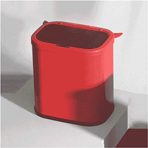 CULPRT 10L Créativité Mignonne Poubelle Intelligente Peut Ménage Poubelle Automatique Peut Avec Couvercle Petite Salle Den Poubelle Peut Les Déchets Sans Touche/Rouge