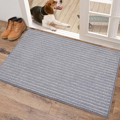COSY HOMEER Fußmatte Innen, rutschfest Schmutzfangmatte Innen, Maschinenwaschbarer, Waschbar Fussmatte Innen, Absorbierend Fussmatte Für Hintertür, Eingang, Flur, Küche(60 x 90cm,Grau)