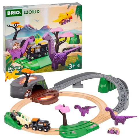 BRIO World – 36094 Dinosaurier Abenteuer-Set | Zugset für Kinder ab 3 Jahren