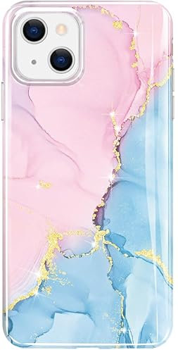 luolnh Gold Glitter Sparkle Case Compatible with iPhone 13 Case Marble Design Shockproof Slim Soft Silicone TPU Bumper Cover Phone Case for iPhone 13 6.1 Inch 2021(Soft Red)