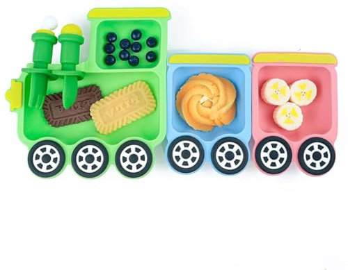 Apro Vision Toddler Plates，Train Children's Toddler Plates，Kids Train Kids Dinnerware Set with Utensils，Green&Red