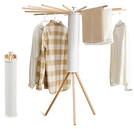 RFOUO Clothes Drying Rack Tripod,Laundry Hanger Dryer Rack,Portable Drying Rack,Foldable Drying Rack-Drying Rack Clothing Laundry Bedroom Household Wooden-16rods