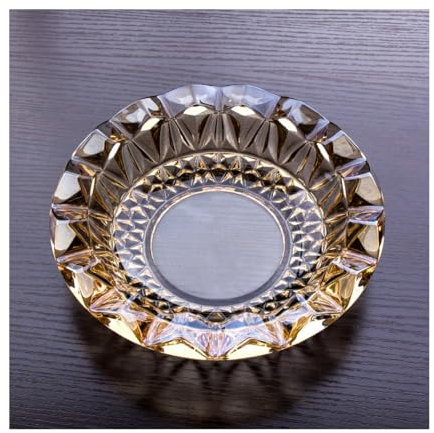 Grande Cendre De Cendre En Verre En Cristal Rond À L'intérieur Du Porte-cendre À Cigarette, Berceau De Fumage De Bureau, Décoration De Plateau En Verre En Verre Épai gold