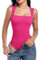Vancavoo Body Donna Senza Manica Bodysuit Top Elegante Elastico Contenitivo Body a Perizoma Con Scollo Quadrato,Rosa,S
