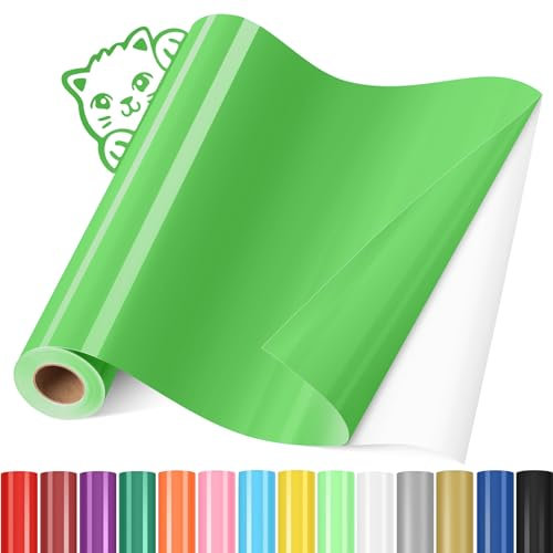 YAFLC Vinylfolie Plotter Apfelgrün, Plotterfolie Vinyl Permanentes 30.5 x 366cm, Plotterfolie Selbstklebend für Dauerhaften Aufklebern, DIY-Tasse, Autoabziehbild