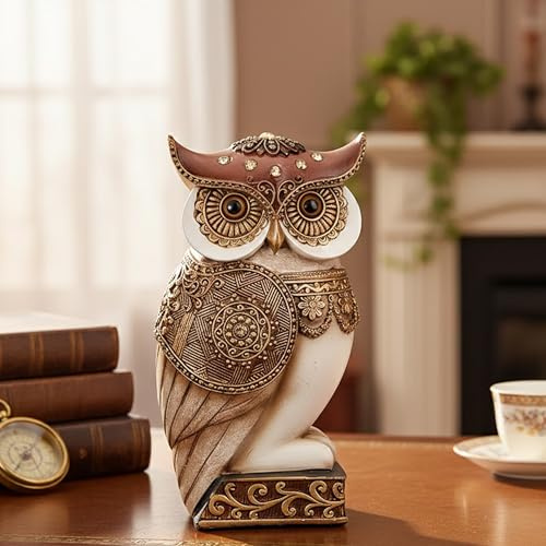 Eule Deko Figur Antikgold Eulen Statue Tierfigur Wohnzimmer Regal Büro | Eulen Figur Deko, Antikgold Eule Skulptur, Vogel Statue Tierdeko, Elegante Wohnzimmer Regal Büro Dekoration Geschenk Frauen