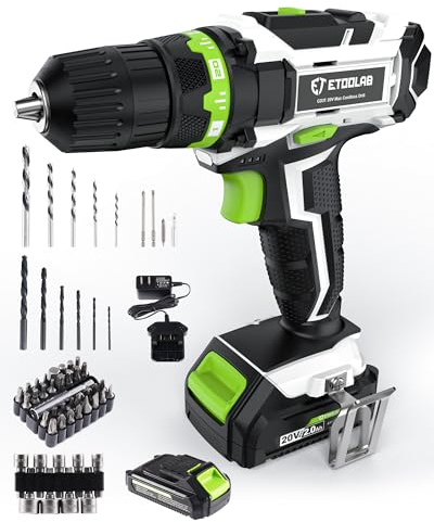 20V Professional Akkuschrauber, 3-in-1 Akkubohrer 2 Gang, Akku Bohrschrauber Set 60TLG mit 2,0Ah Akku, LDE Arbeitslicht, Hartstahlbohrer *11, Screwdriver Bit*36, Steckschlüssel*9, für Bohren/Schrauben