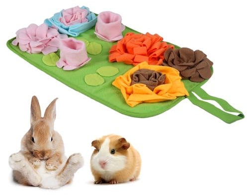 DONGKER Kaninchen Schnüffelmatte, Faltbar Schnüffelteppich für kleine Tiere, Waschbar Futtermatte Spielzeug für Kaninchen Meerschweinchen Chinchillas, 50 x 30 cm
