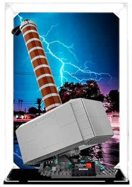 Vitrine für Lego 76209 Super Heroes Thors Hammer, staubdicht, UV-geschützt, passgenaue Vitrine, Geschenke für Lego Liebhaber (Thema A)
