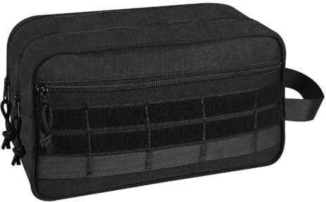 Trousse de Toilette Molle Tactique, Sacs Rangement de Outils Toilette en Nylon 600D Imperméables, Sac de Rasage avec Poignée pour Voyages, Sport, Douche