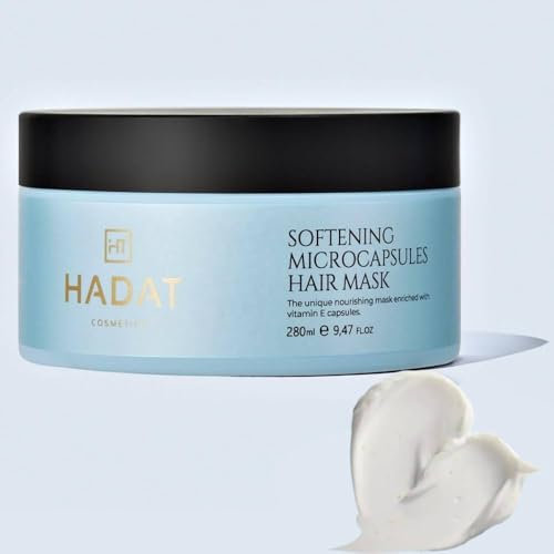 HADAT Cosmetics Masque capillaire adoucissant avec microcapsules de vitamine E et huile de crambe - Protection UV et brillance, traitement nourrissant et réparateur pour cheveux secs et cassants