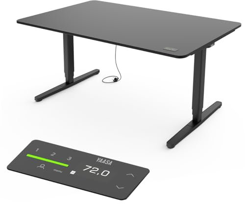 Yaasa Desk Pro Elektrisch Höhenverstellbarer Schreibtisch Dunkelgrau/Schwarz 160 x 80 cm – Ergonomischer Schreibtisch mit Abgerundeter Tischplatte & ErgoTouch-Display – Traglast 120 kg