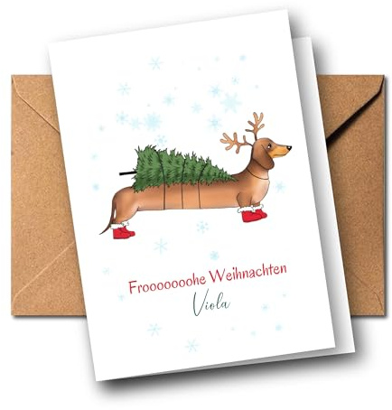 Weihnachtskarte für Kinder und Erwachsene | Weihnachtsgrußkarte Dackelmotiv | weihnachtliche Grußkarte mit Dackel | besondere Weihnachtsgrüße | A6